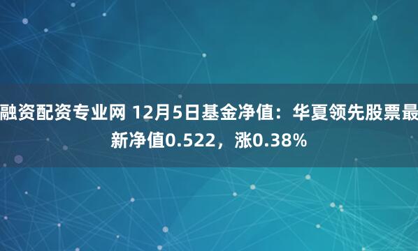 融资配资专业网 12月5日基金净值：华夏领先股票最新净值0.522，涨0.38%